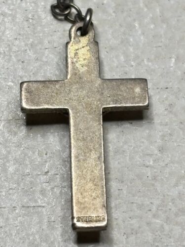 Rosario Vintage Argento Sterling 1/8" Blu Cobalto Perline Vetro 19" Lunghezza Religioso - Foto 4 di 4