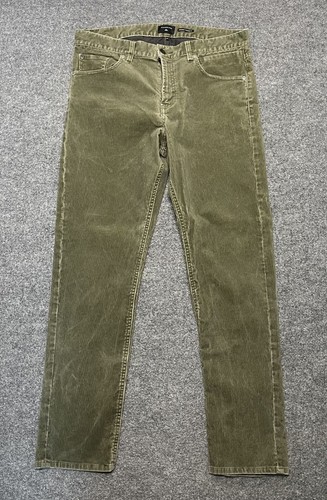 Quiksilver Y2K Mens Olive Corduroy Pants Straight Tapered Fit Size 34