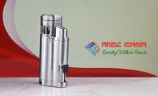 Triple Jet Cigar Lighter Silver Functional High Quality Excellent Condition J16