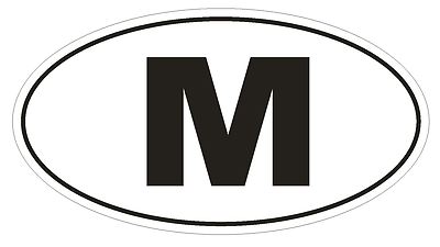 M Malta Country Code Oval Bumper Sticker or Helmet Sticker D931