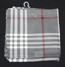Gray/White/Red 100% Cotton Bandana/Cloth - 21 x 21.5"