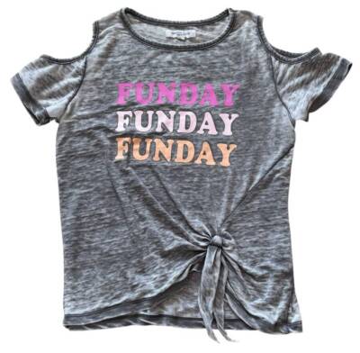 Grayson Social ''FUNDAY'' Gray Cold Shoulder Top Girls Size XL Good Pre-Owned Cond