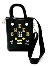 Black Cheer Theme Mini Tote Bag  with Strap / EVA Bag & Changeable Shoe Charms