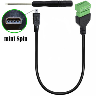 8 Pin Mini USB Male to 5 Pin Bolt Screw Shield Terminal Pluggable Camera Cable