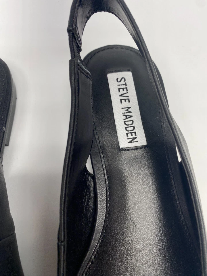 Steve Madden Mujer Negro Cuero Puntiagudo Eslinga Plana Talla 7 Foto 2 de 4