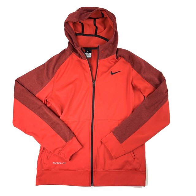 Nike Elite Mens Therma-Fit Full Zip Up Athletic Hoodie Red Two Tone Size Medium | eBay