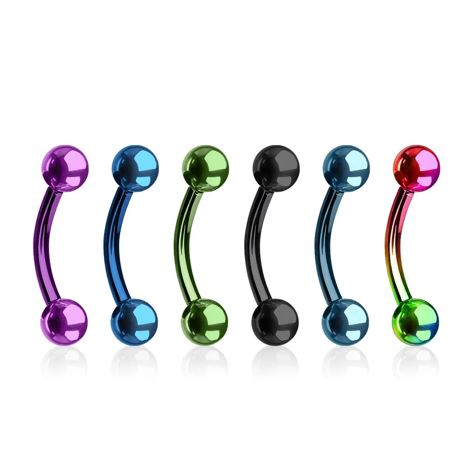 20g 18g 16g 14g 12g 10g Curved Barbell Eyebrow Ring Tongue Snake-Eyes Piercing - Image 4 of 4