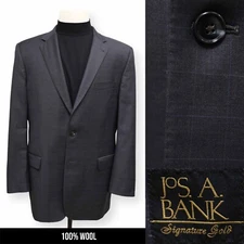 JOS A BANK SIGNATURE mens gray windowpane sport coat suit jacket blazer 42 L
