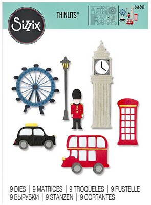New Retired Sizzix Thinlits In The City (London) 9pc #666501 Retail $24.99