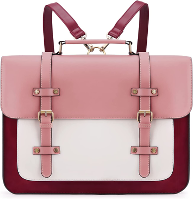 Vegan Leather Laptop Backpack Messenger Bag 15.6\