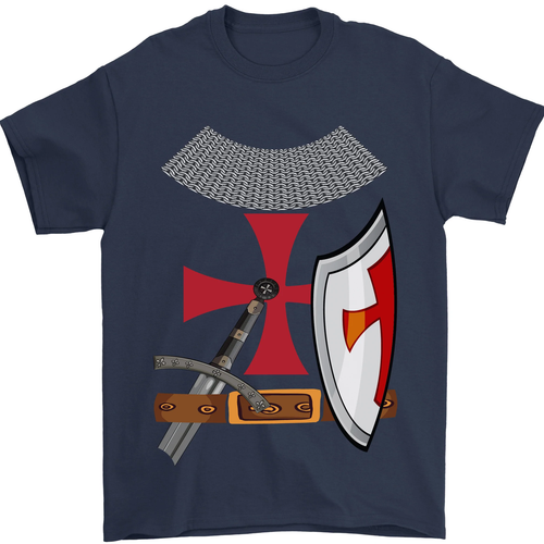 Caballero Templario Disfraz San Jorge Día Camiseta Hombre 100% Algodón - Picture 79 of 95