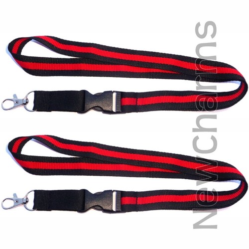 2 of Lanyards with Thin RED Line w/ Hook and Removable Clasp - Fire Fighter ID - Picture 3 of 5