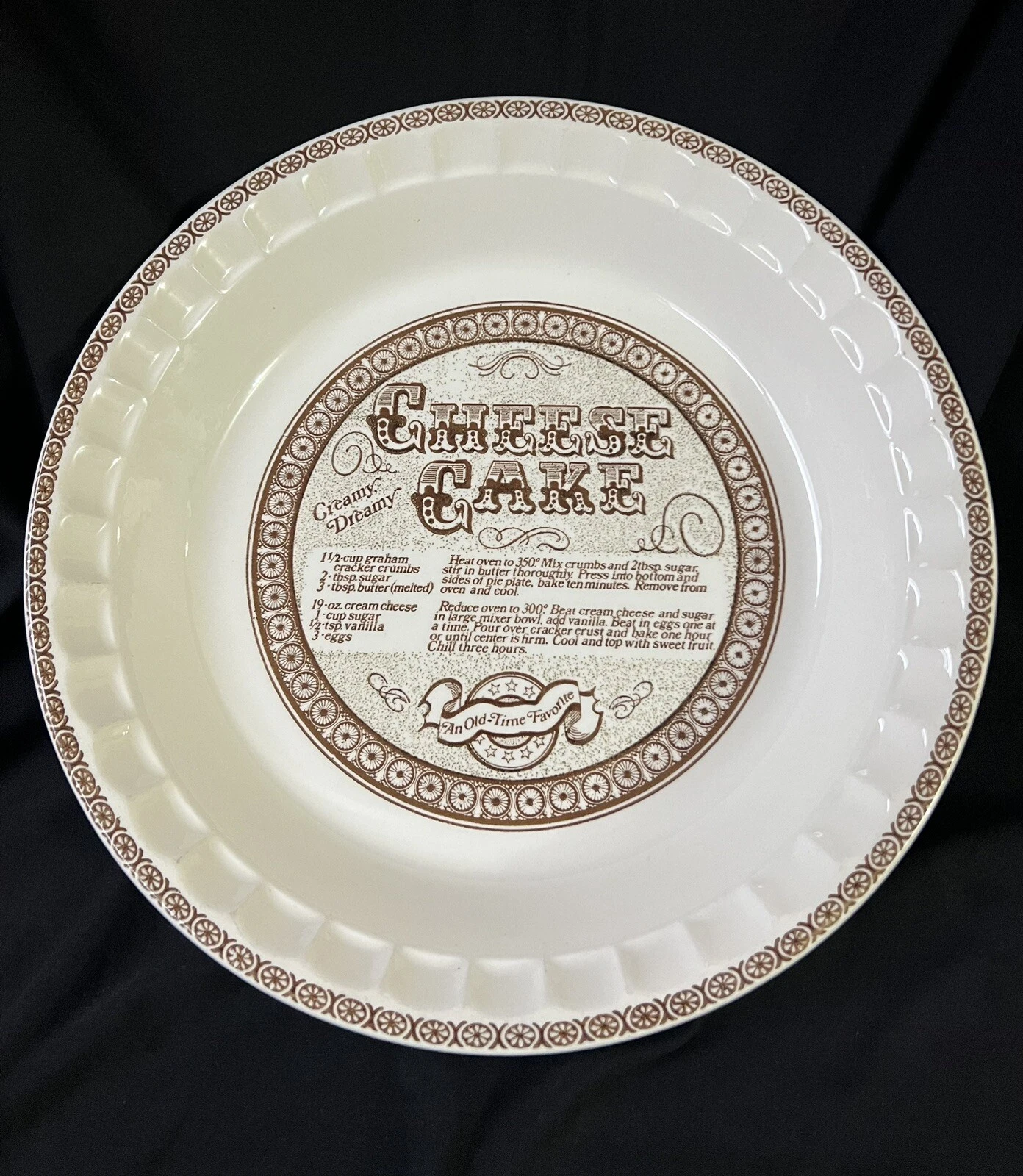 Vintage Royal China Ceramic Cheese Cake Recipe Deep Dish Pie Plate Kitchen Decor