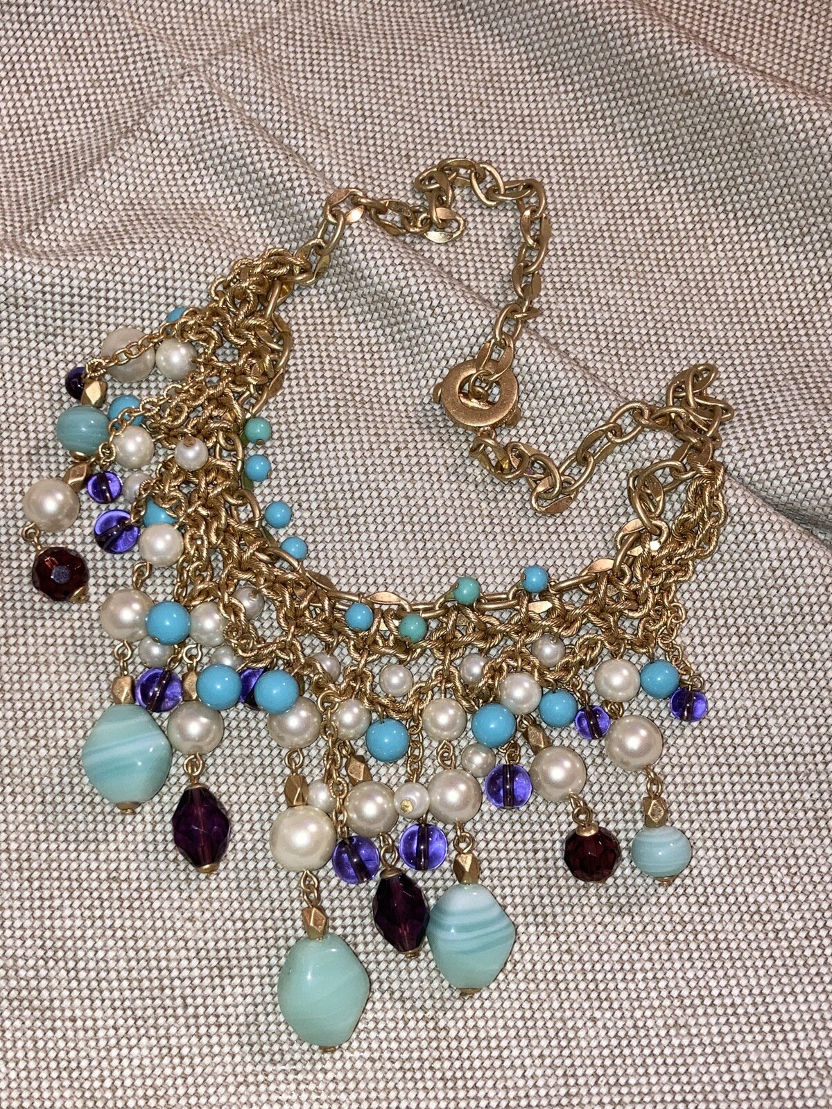 Carol Lee Multi Stone Bib Collar Statement Gold N… - image 20