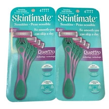 Lot of 2 Skintimate Quattro Womens Disposable Razors 4 pack each Sensitive Shave