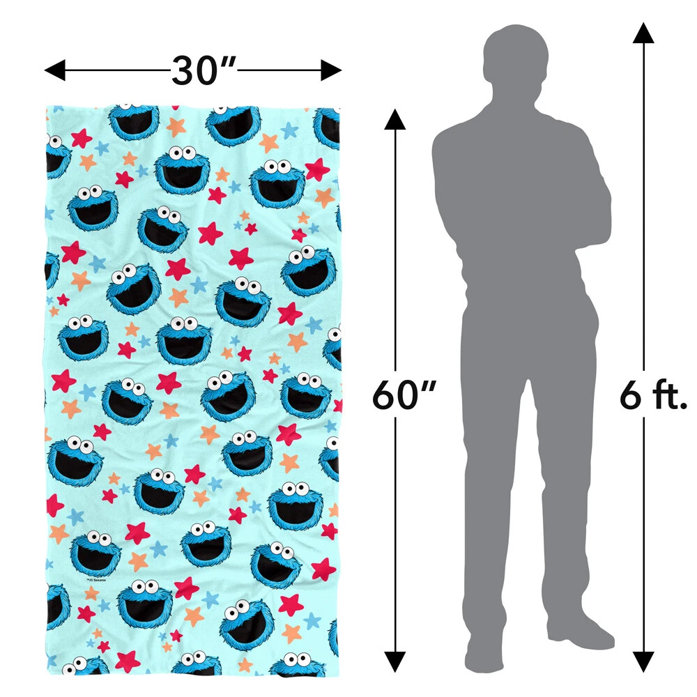 Sesame Street Cookie Pattern Officially Licensed Beach Towel 30"x60"