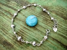 Charming, Unique Lovely Heart Links Anklet Bracelet 925 Sterling Silver