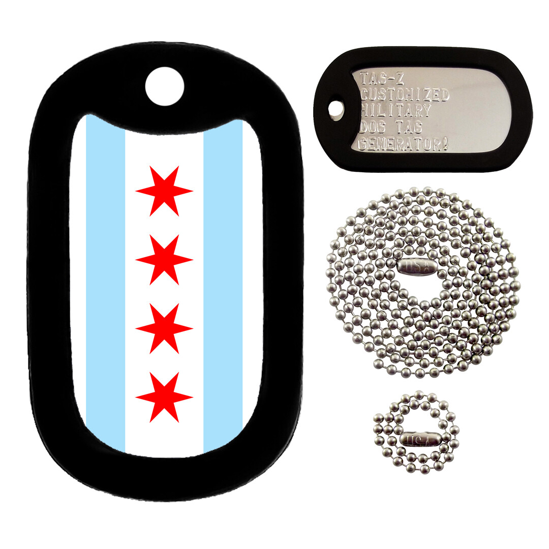 CHICAGO FLAG - CUSTOMIZED - FULL SET - Tag-Z Military Dog Tags