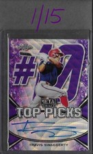 2018 Leaf Metal TRAVIS SWAGGERTY Top Picks Purple Wave Prismatic Auto RC 1/15