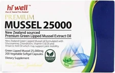 Hi well New Zealand Green Lipped Mussel Oil 25000 mg 200 Capsules Joint Support