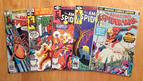 Lot of *5* AMAZING SPIDER-MAN: #153, 196, 203, 208, 213 (FN++ to FN/VF)