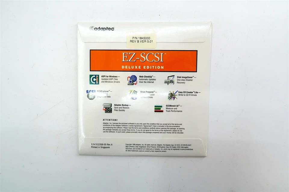 SEALED ADAPTEC EZ-SCSI DELUXE EDITION Ver 5.01 Software for Windows on CD 1999 - Image 2 of 3