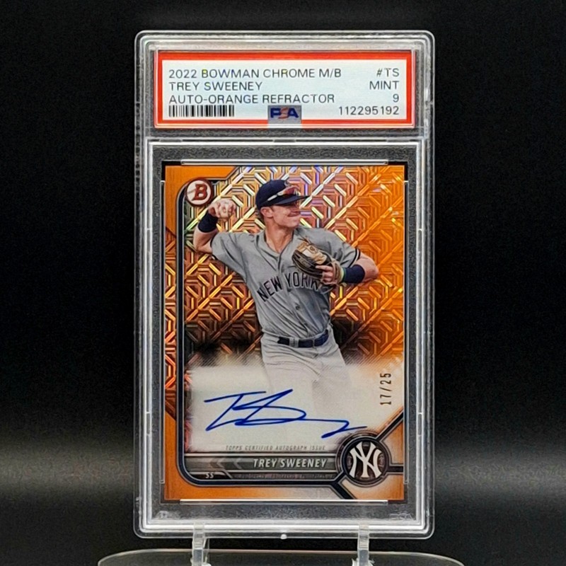 2022 Bowman Chrome Trey Sweeney Auto /25 PSA 9 Orange Mojo Refractor POP 4