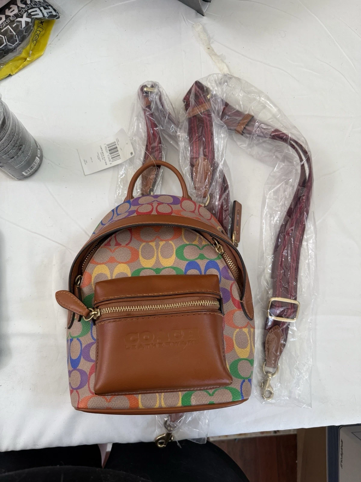 Zaino Coach Charter 18 in tela firmato arcobaleno nuovo con etichetta CJ878