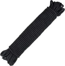 jijAcraft 6MM Black Nylon Rope: Thick Washing Line 6mm x 100ft, 