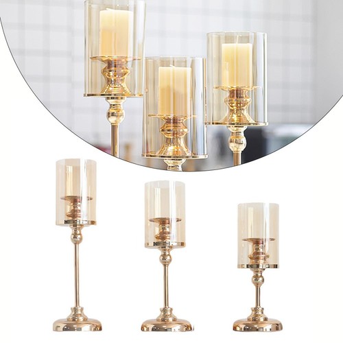 Candle Holder Set Gold Dimensions Dining Table Centerpiece Romantic Atmosphere - Picture 3 of 24