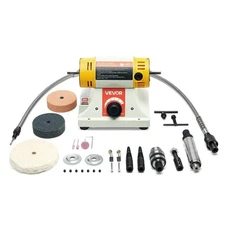 Bench Buffer Polisher 1/2HP Variable Speed Grinder Complete Kit with Flex Shaft