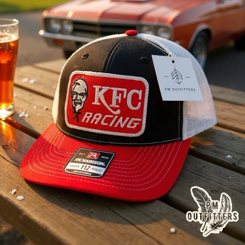 Vintage KFC Racing Team NASCAR Patch Richardson 112 Red Black White Trucker Hat