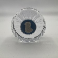 Round Crystal Paperweight with Wedgewood Profile of Charles Dickens