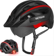 VICTGOAL Bike Helmet for Men Women with Led Light Detachable Magnetic Goggles M