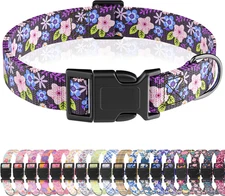 Dog Collar, Cute Floral Puppy Collar for Boys Girls Small Medium Large Dogs, Adj