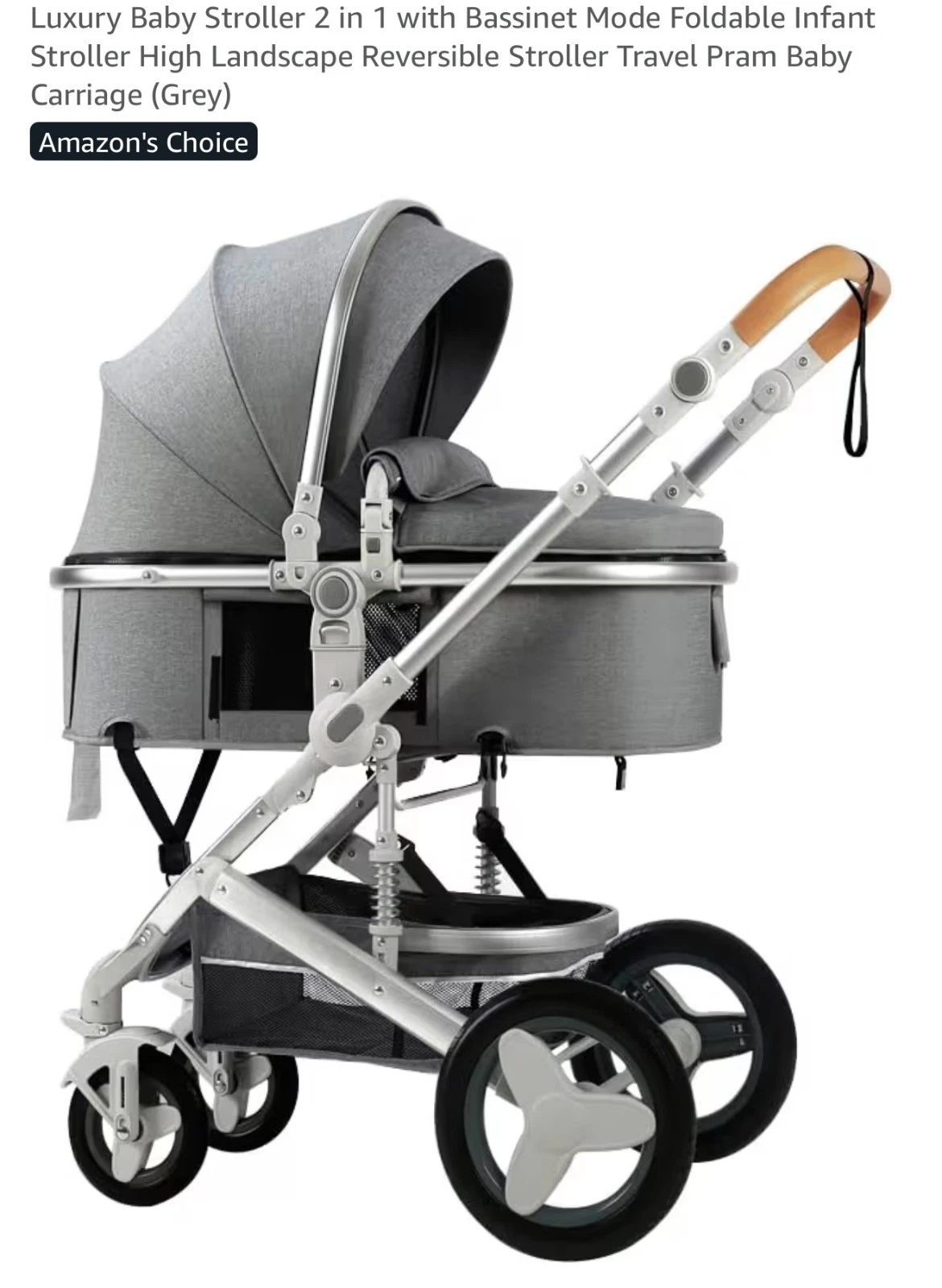 LUXURY BABY STROLLER 2IN1 WITH BASSINET MODE FOLDABLE INFANT