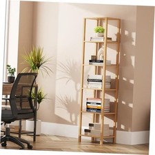 Bookshelf, 6-Tier Tall Narrow Book 6-Tier 10.7 x 14.5 x 65.3 Inches Natural