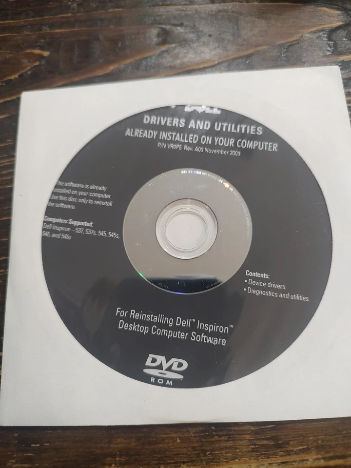 Dell Drivers Utilities DVD for Reinstalling Dell Inspiron 537 537s 545 545s 546s - Image 2 of 4