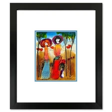 Moshe Leider, Framed Original Mixed Media Watercolor Painting, Hand Signed with