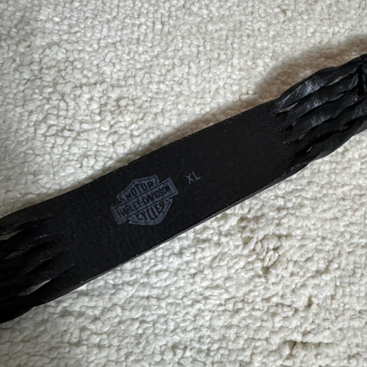 Harley Davidson Black Leather Tassel Tie Belt-Emblem-XL | eBay