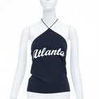 DOLCE GABBANA 2003 Vintage Atlanta graphic print black jersey halter top IT38 XS