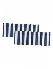 Navy Blue Striped Curtain Valances for 54"W x 18"L (Pack of 2) Navy Blue White