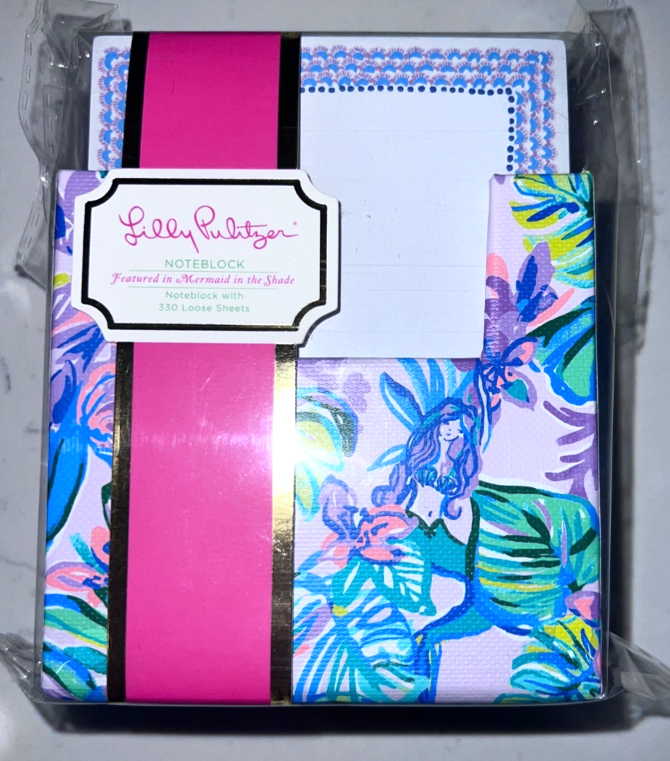 NWT Lilly Pulitzer Noteblock Mermaid In The Shade 330 Loose Sheets New With Tag