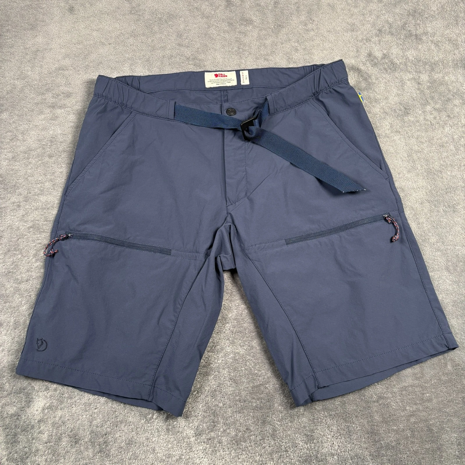 Fjallraven Shorts Mens 30 Blue High Coast Hike Belted Camp Outdoor Zip Cargo 11"