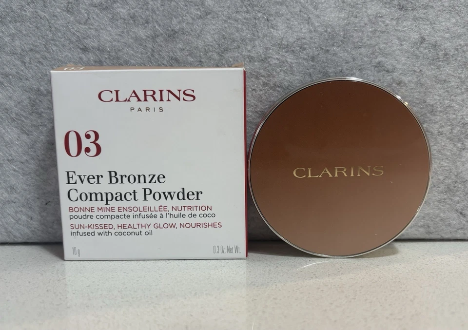 CLARINS EVER BRONZE COMPACT POWDER SUN-KISSED,HEATHY GLOW,NOURISHES 10G #03 - Image 2 of 4