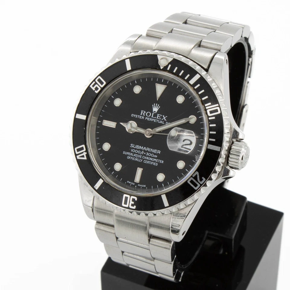 Men's Rolex OP Submariner Watch Ref 16610 Black Dial/Bezel 40mm #W774-1 - Image 3 of 4