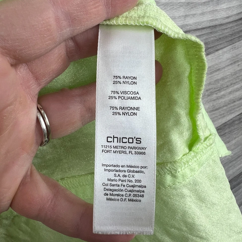 Chaqueta Chico's para mujer XL/3 verde brillante dobladillo drapeado alto-bajo manga larga frente abierto Foto 4 de 4