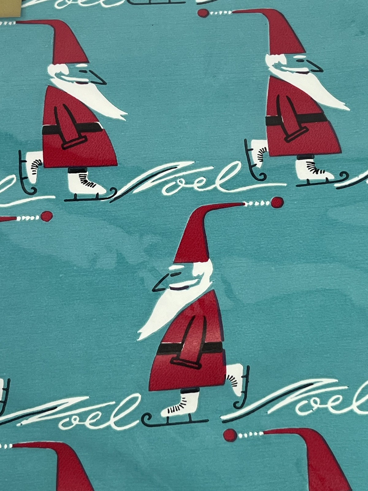 Vintage Dennison & Gibson Christmas Wrapping Paper 2 pkgs Skating Santa & Tree's