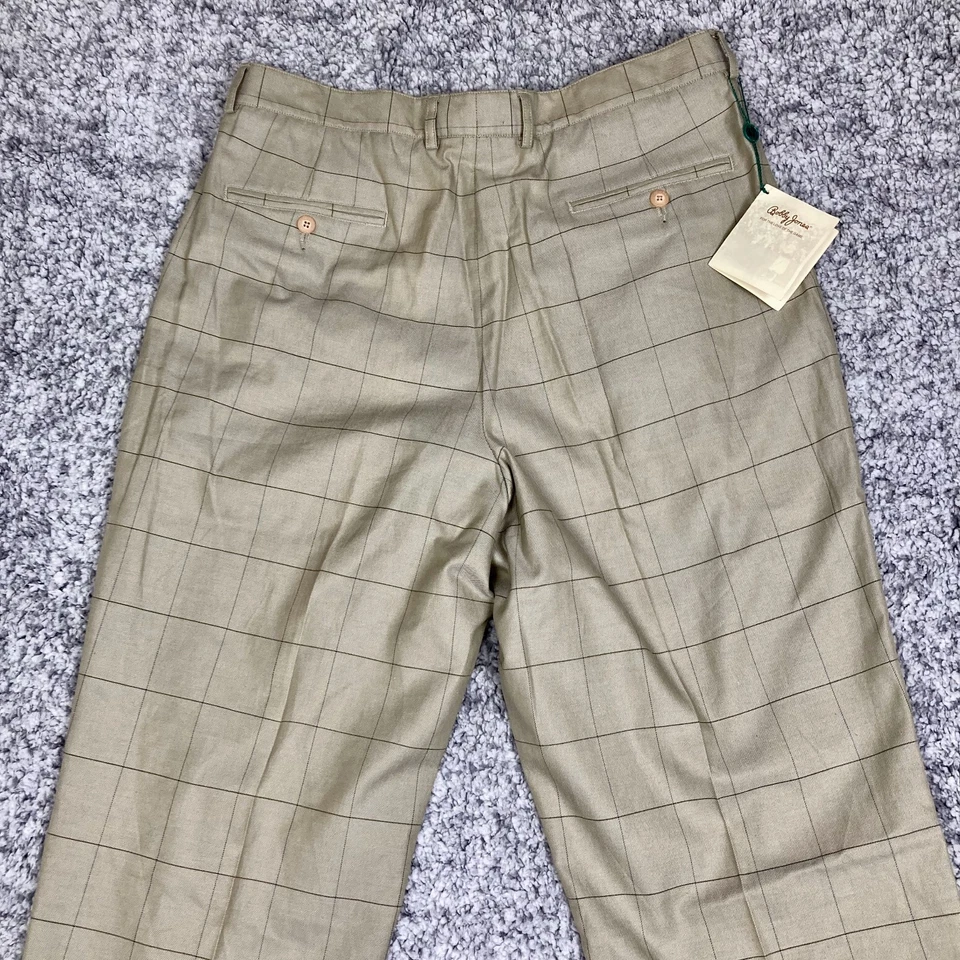 Vintage NWT Bobby Jones Pleated Golf Pants Windowpane Plaid 36 Waist Unhemmed - Image 3 of 4