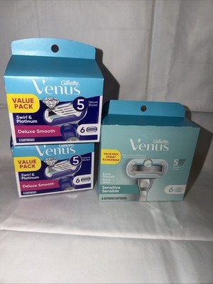 Gillette Venus Swirl & Platinum & Sensitive Cartridges Value Packs Smooth New